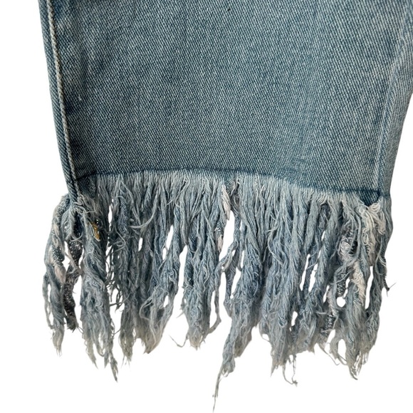 Forever 21 High Waist Baggy Fit Fringe Hem Jeans, 27 - Picture 3 of 8